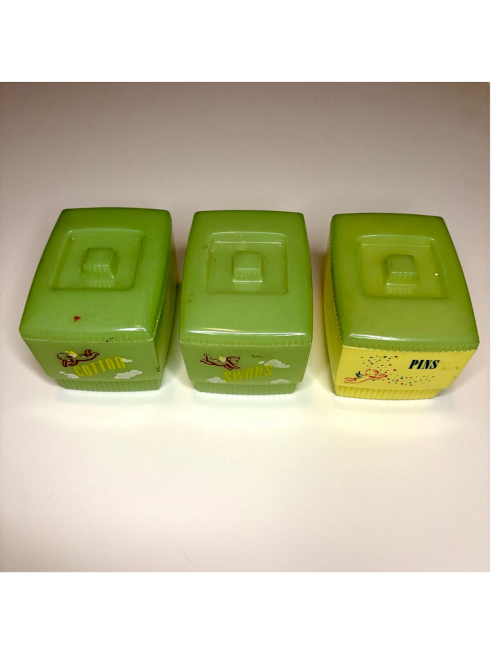 Set of 3 midcentury bathroom containers
